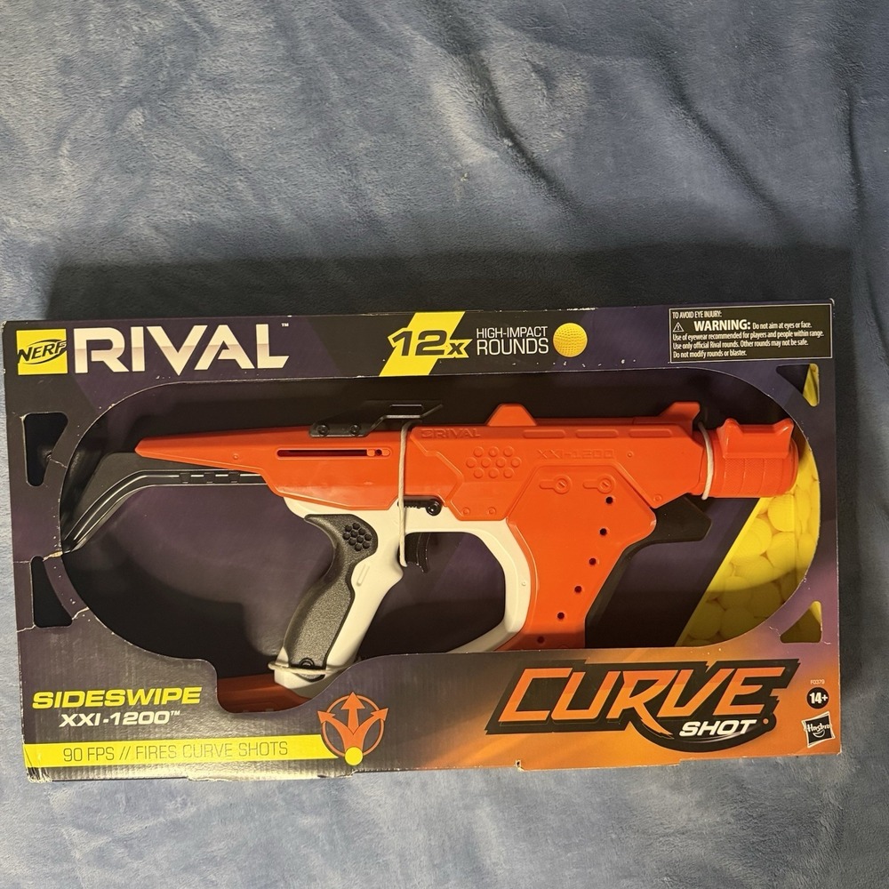 Nerf Rival Curve Shot Sideswipe XXl 1200 Blaster 12X High Impact Rounds New